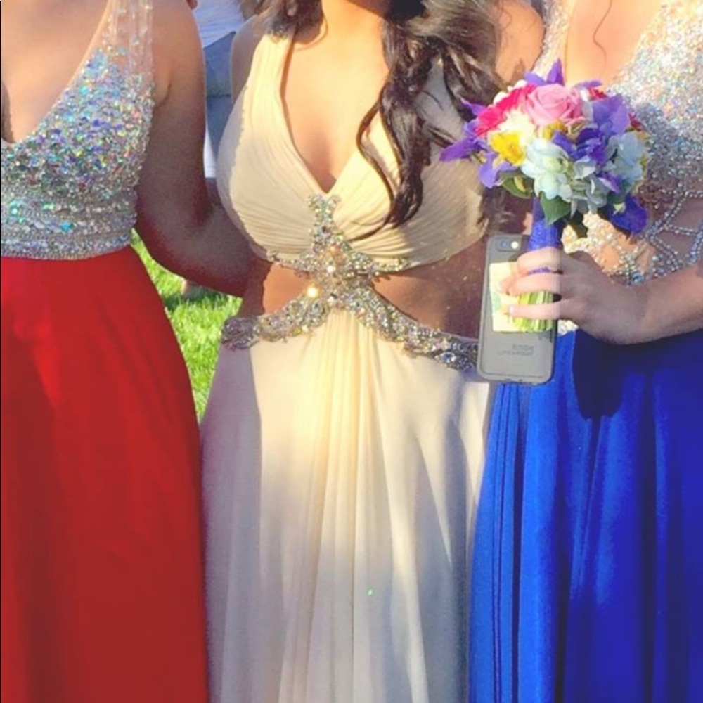 Beautiful off white prom dress with beading